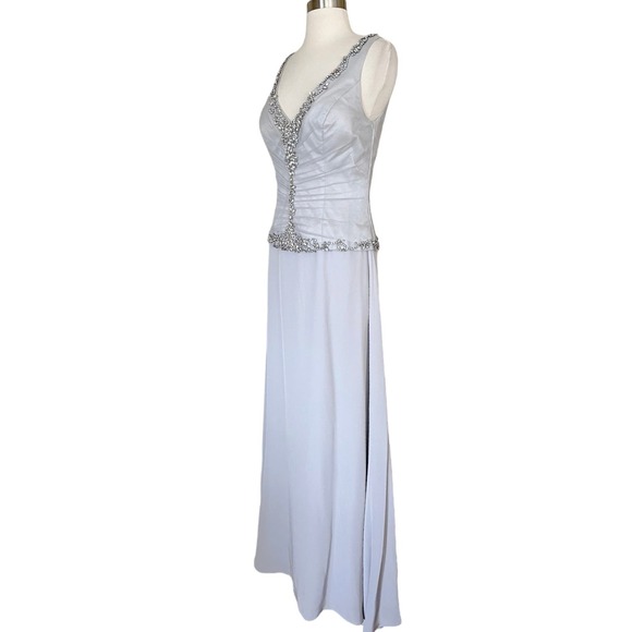LARA A-Line Formal Dress Chiffon Layer Rhinestones Embellished Prom Gown Gray 8 - Picture 13 of 15